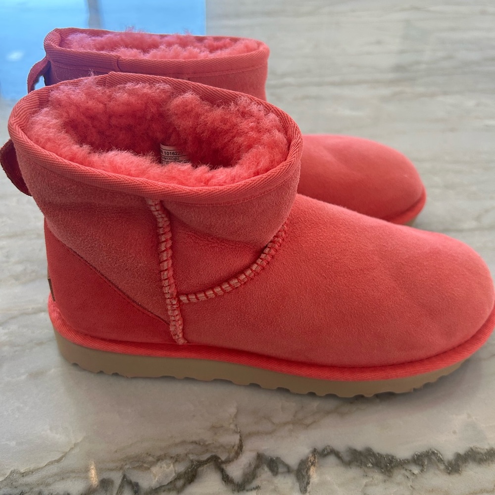 Ugg Boots Size 6 Punch Pink Classic Mini II Boot 1016222 Women’s Suede NWOT